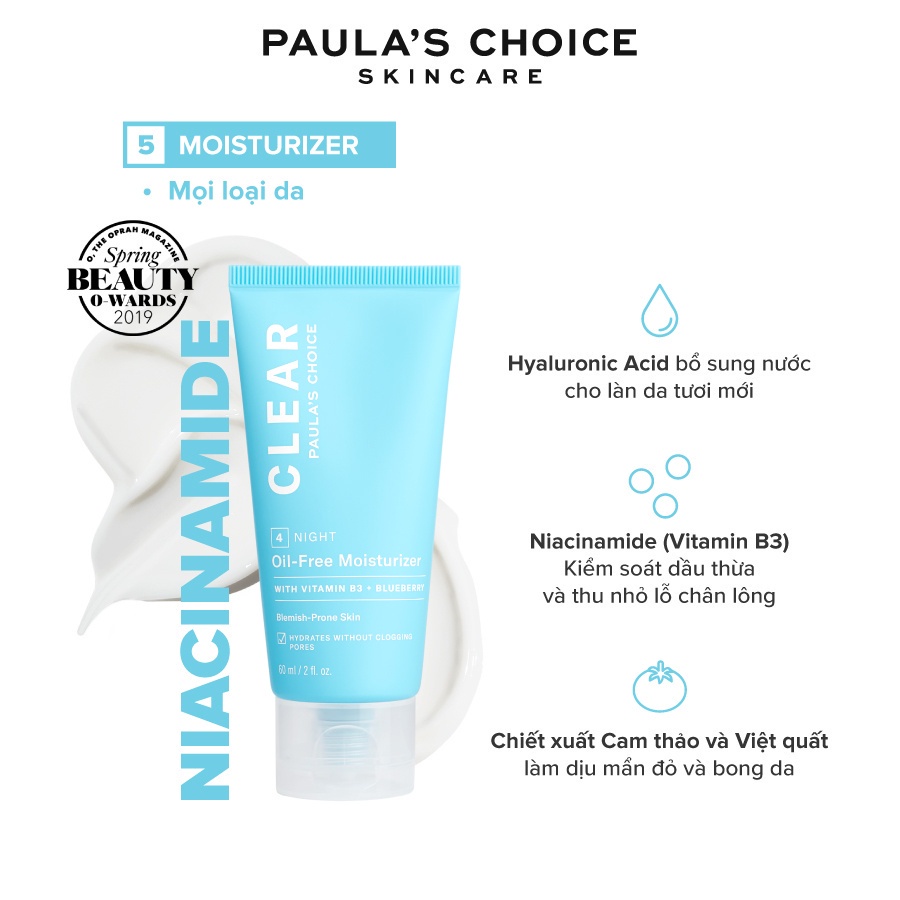 Kem dưỡng ẩm không dầu dành cho da mụn Paula's Choice OilFree Moisturizer 60ml 3800