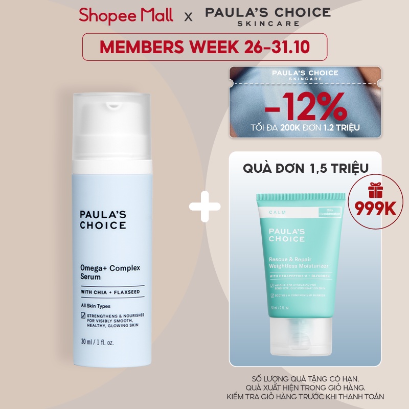 Tinh chất phức hợp trẻ hóa và thức tỉnh làn da tối ưu Paula’s Choice  Omega + Complex Serum 30ml 2130