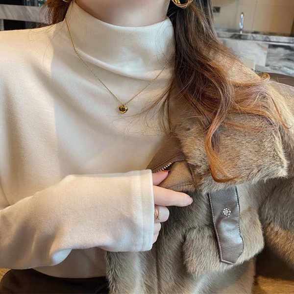 Áo len tăm áo len sweater Áo mặc trong cổ cao màu trắng lót nhung dày dặn thu đông mẫu mới năm 2023 áo dài tay tôn dáng phối bên trong cho nữ