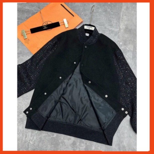 Áo khoác kim tuyến 2 lớp YSL thêu chữ,áo teddy kim tuyến vải dạ thêu chữ YSL sau lưng 88 88