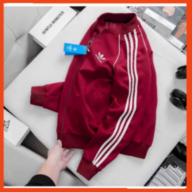 Áo Khoác Bomber Adidas Thể Thao Nam Vải Thun Nỉ Mịn Mà Dày Co Giãn Khóa Chống Nước Áo Khoác 3 Sọc kẻ 99