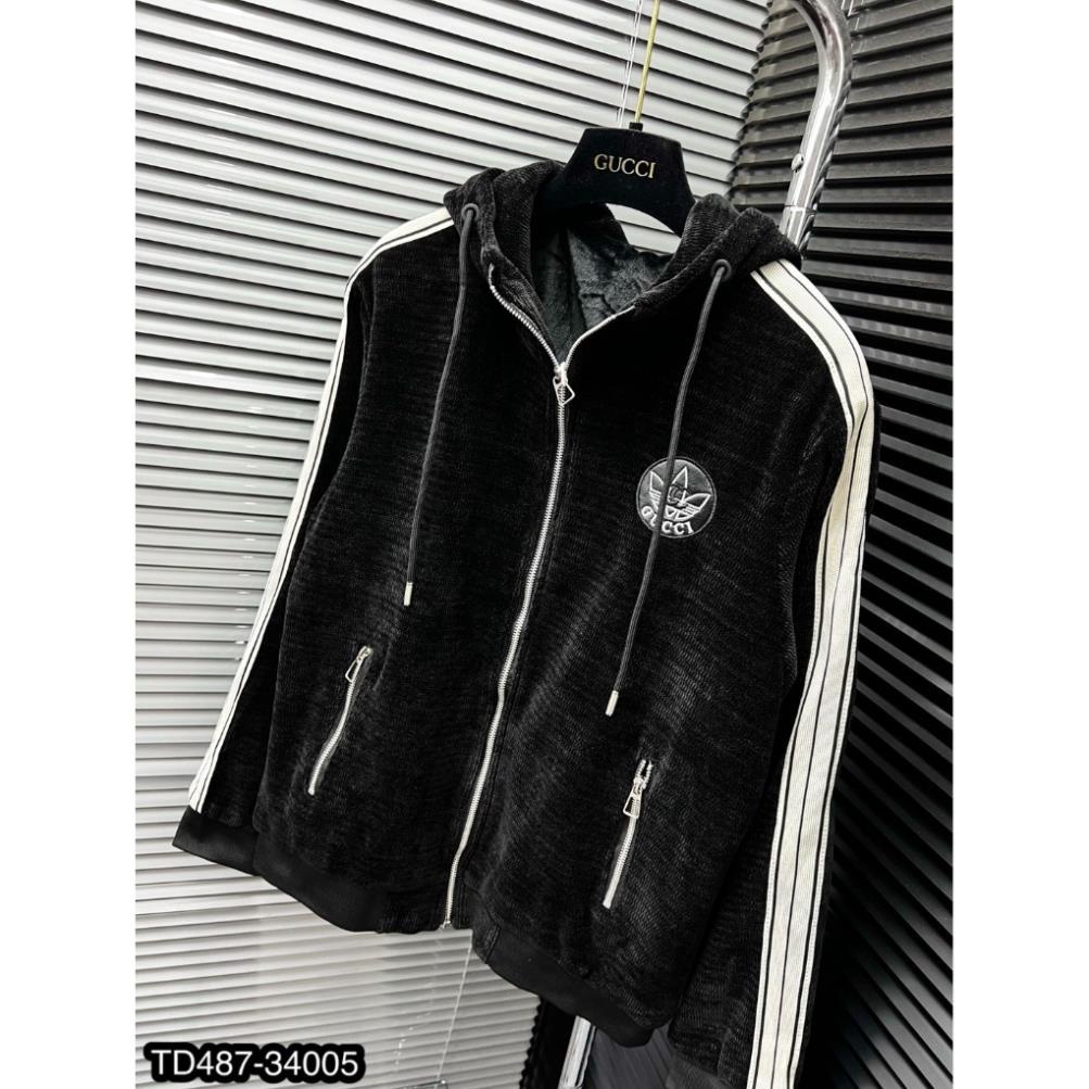 Áo khoác nhung nam GC Adidas kẻ sọc tay siêu đẹp_Áo khoác nhung nam 2 lớp cao cấp