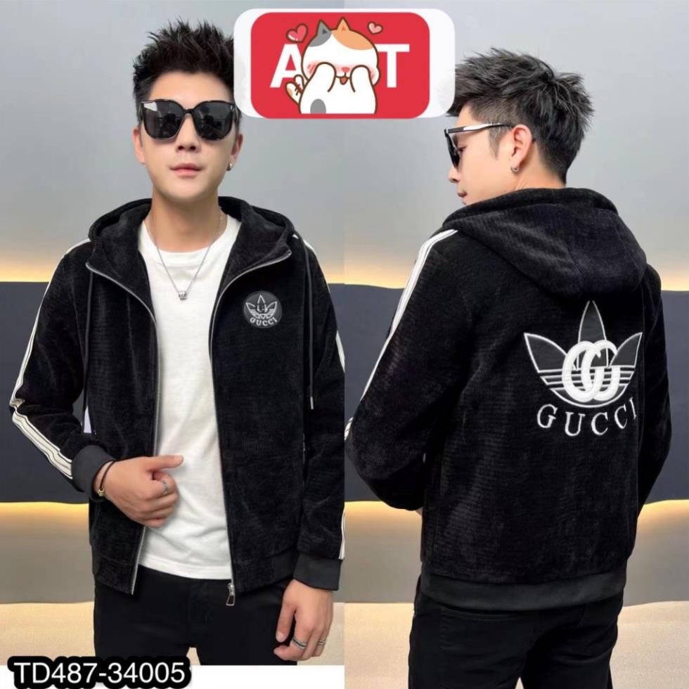 Áo khoác nhung nam GC Adidas kẻ sọc tay siêu đẹp_Áo khoác nhung nam 2 lớp cao cấp
