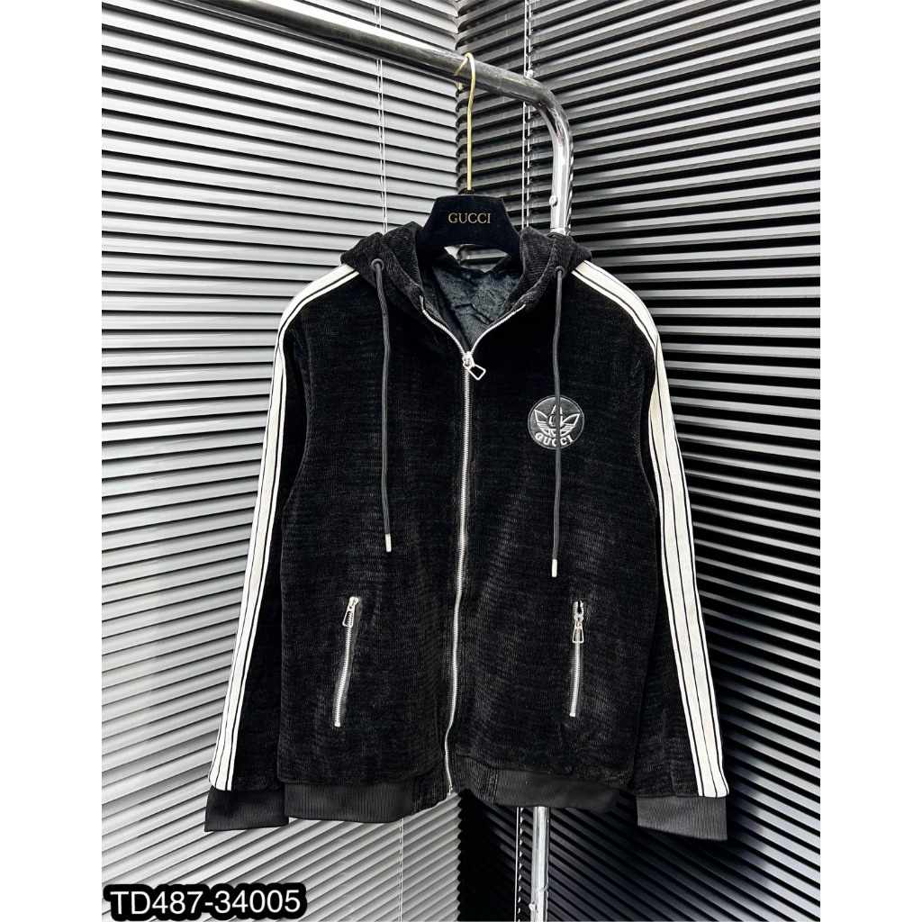 Áo khoác nhung nam GC Adidas kẻ sọc tay siêu đẹp_Áo khoác nhung nam 2 lớp cao cấp