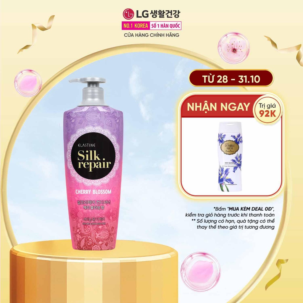Kem xả chăm sóc và nuôi dưỡng tóc Elastine Silk Repair 550ml - Hương Hoa Anh Đào