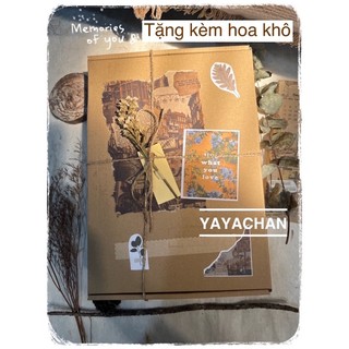 [Vintage] Hộp quà kraft kèm hoa khô, rơm, thiệp (có in lời chúc theo yêu cầu ) trang trí cổ điển kèm dây rơm thiệp