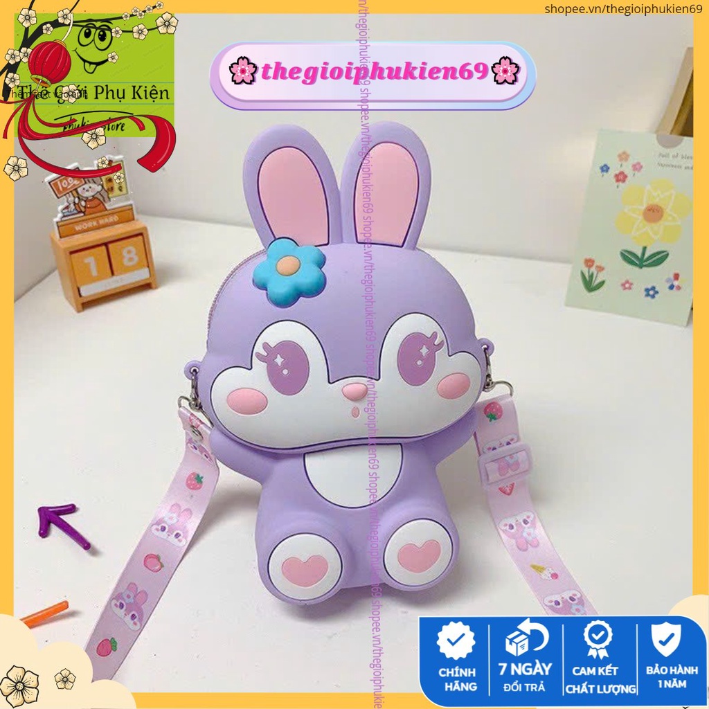 TÚI ĐEO CHÉO CHO BÉ GÁI HÌNH THỎ,HÌNH GẤU CUTE, TÚI DA SILICON ĐỰNG LIXI CHƠI TẾT CHO CÁC BÉ