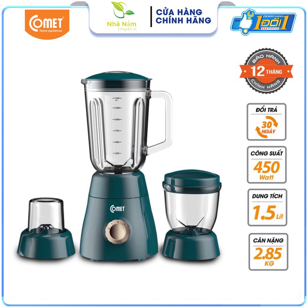 Máy xay sinh tố 3 cối 450W COMET - CM9979 - Hàng Chính Hãng Bảo Hành 12 Tháng