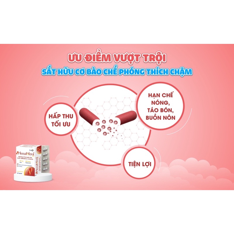 Hematoferol Cung Cấp Sắt, Acid Folic Cho Mẹ Và Bé Hộp 30 Viên