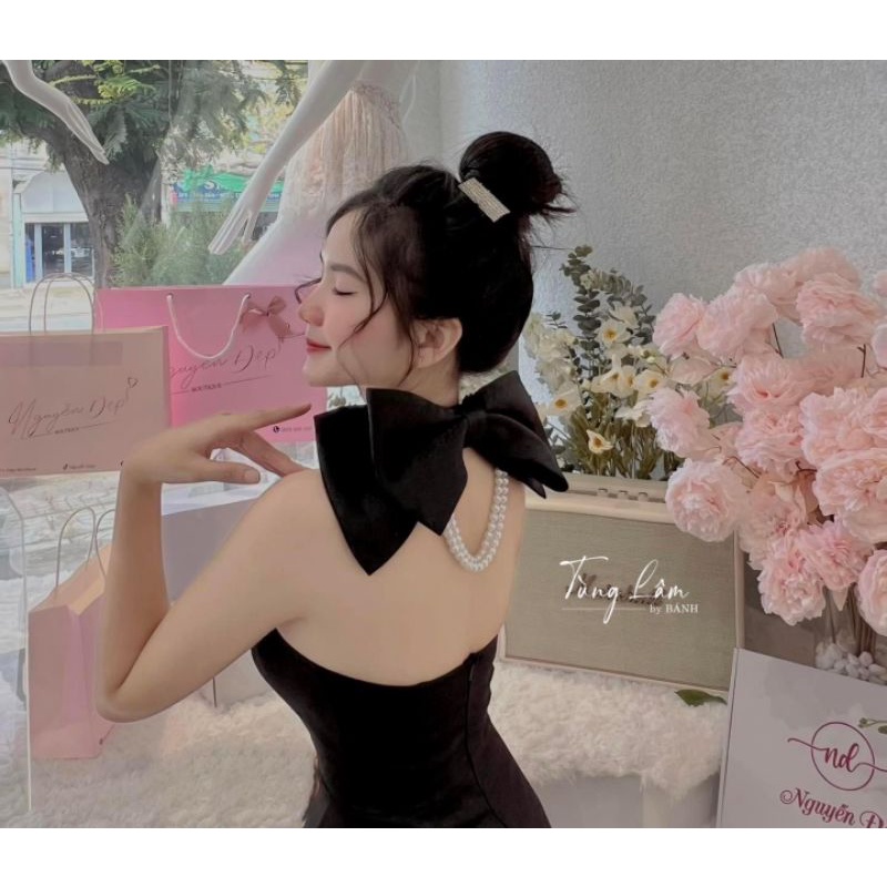 Váy gấm nơ bản to siu sang 💯HÀNG THIẾT KẾ TẾT 2024 💖