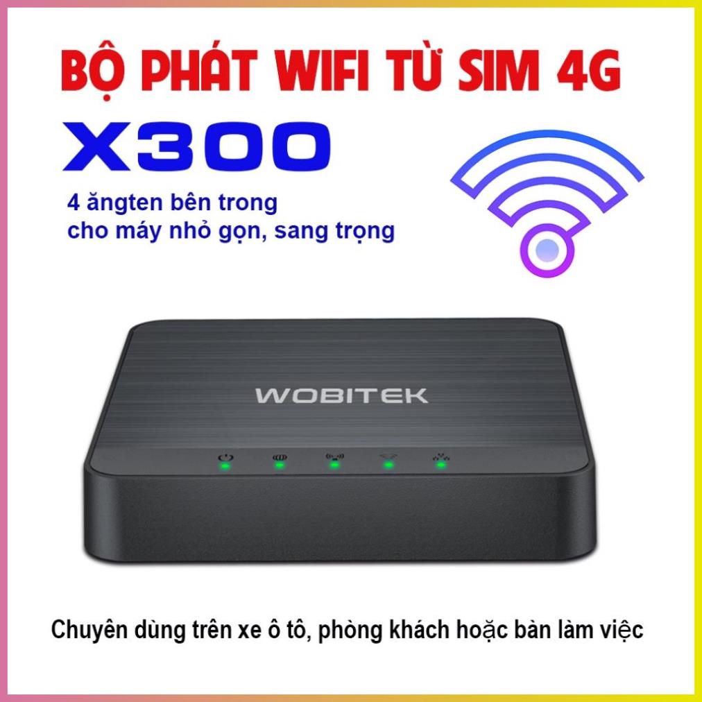 Bộ phát wifi từ sim 4G X300/MA200 chuyên lắp cho ô tô, phòng khách và bàn làm việc, 4 ăng ten ẩn bên
