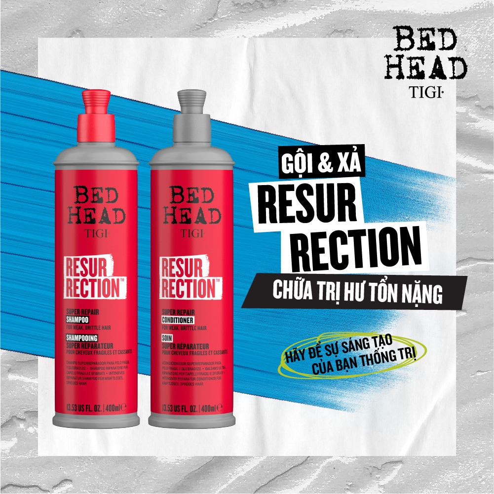 Combo Gội/xả phục hồi dành cho mái tóc hư tổn TIGI Bed Head Resurrection™