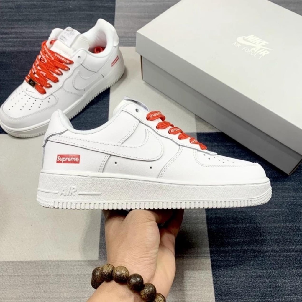 Giày Sneaker _Nike Air Force 1 Trắng Superme,Giày thể thao,Giày AF1 Trắng Dây Đỏ Superme Bản Chuẩn S.C Full Box Bill