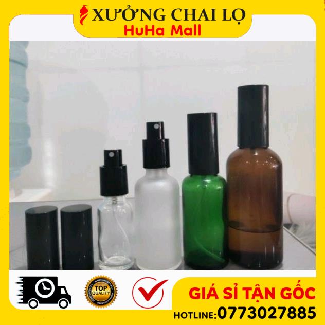 Lọ Chiết Serum Thủy Tinh Phun Mờ Cao Cấp Nắp Bóp Nhỏ Giọt, Phun Sương