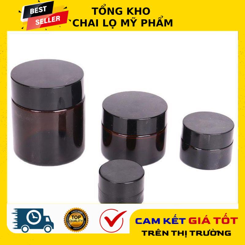 Hủ Hộp Đựng Kem ❤ Hũ Hộp Chiết Kem Thủy Tinh Nâu 5g,10g,15g,20g,30g,50g,100g Đựng Mỹ Phẩm .