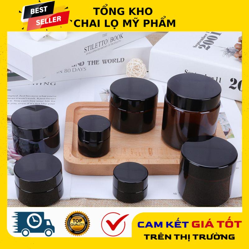 Hủ Hộp Đựng Kem ❤ Hũ Hộp Chiết Kem Thủy Tinh Nâu 5g,10g,15g,20g,30g,50g,100g Đựng Mỹ Phẩm .