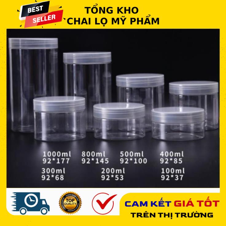 Hủ Hộp Đựng Kem ❤ Top Bán Chạy ❤ Hũ Nhựa Pet Trong Nắp Trong 50g 100g 200g 250g Đựng Mỹ Phẩm, Thực Phẩm, Đồ Khô, Ngũ Cốc
