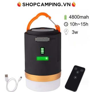 Đèn treo lều dã ngoại có điều khiển từ xa, đèn led pin sạc dự phòng phượt, du lịch, cắm trại - Camping VietNam