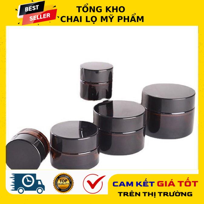 Hủ Hộp Đựng Kem ❤ Hũ Hộp Chiết Kem Thủy Tinh Nâu 5g,10g,15g,20g,30g,50g,100g Đựng Mỹ Phẩm .