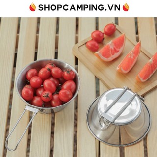 Chén inox gấp gọn, bát inox 304 có tay cầm, bát ăn dã ngoại, phượt, du lịch, cắm trại - Camping VietNam