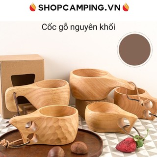 Cốc gỗ Kuksa Bushcraft nguyên khối, ly gỗ cách nhiệt cổ điển dã ngoại, cắm trại - Camping VietNam