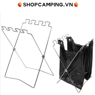 Giá treo túi đựng rác inox tiện dụng, khay treo túi rác du lịch, dã ngoại - Camping VietNam