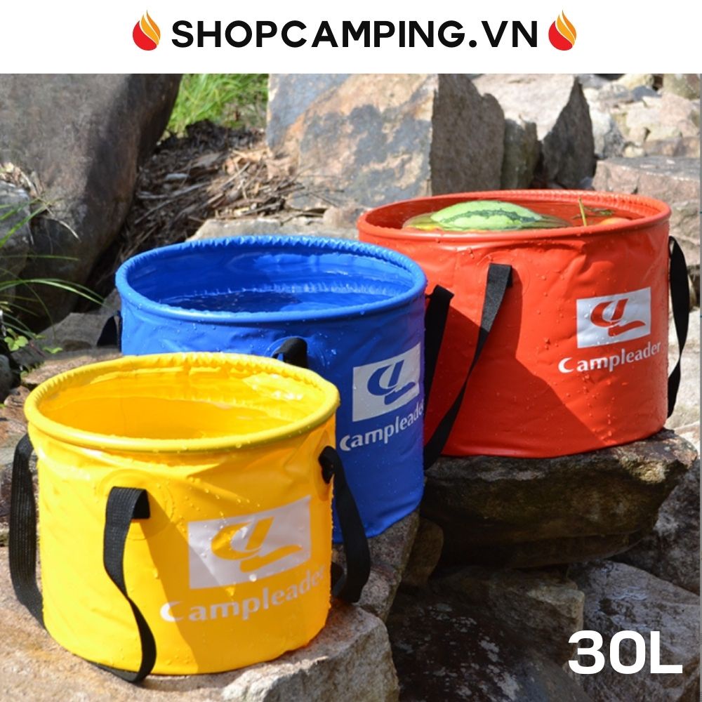 Xô đựng nước gấp gọn bỏ túi 30 lít, xô tròn xếp gọn đi phượt, cắm trại dã ngoại - Camping VietNam
