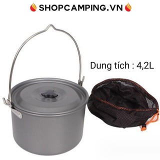 Nồi treo nhôm 4,2L dành cho 6-8 người, nồi lớn dã ngoại du lịch, cắm trại - Camping VietNam