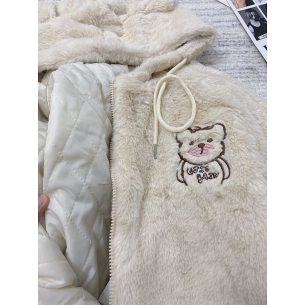 Áo khoác lông thêu gấu hàng QCL1