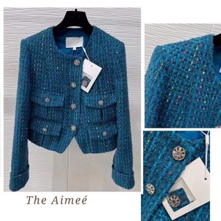 Áo khoác dạ tweed xanh cao cấp The Aimeé .