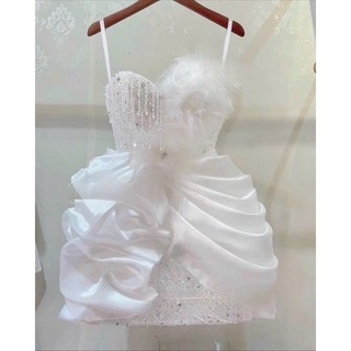 Đầm body công chúa tripble t dress 2 dây phối lông vũ - size s/m/l