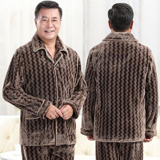 Bộ Đồ Ngủ Flannel Nam Trung Niên Và Cao Tuổi MÙA THU ĐÔNG, Bộ Đồ Mặc Nhà Lót Nhung San Hô Cho Bố TRUNG NIÊN 50 Tuổi