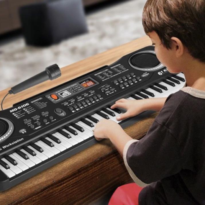 Đàn piano 61 phím cho bé - tặng kèm mic hát karaoke siêu cute sử dụng pin hoặc cắm điện trực tiếp