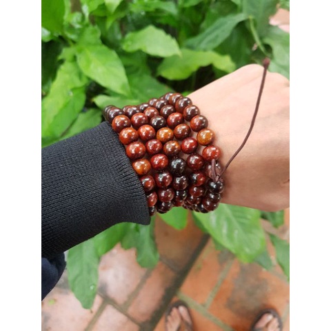 Vòng tràng GỖ - TRẮC 108 hạt tròn 6 ly Vòng gỗ may mắn đã trì chú