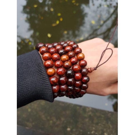 Vòng tràng GỖ - TRẮC 108 hạt tròn 6 ly Vòng gỗ may mắn đã trì chú