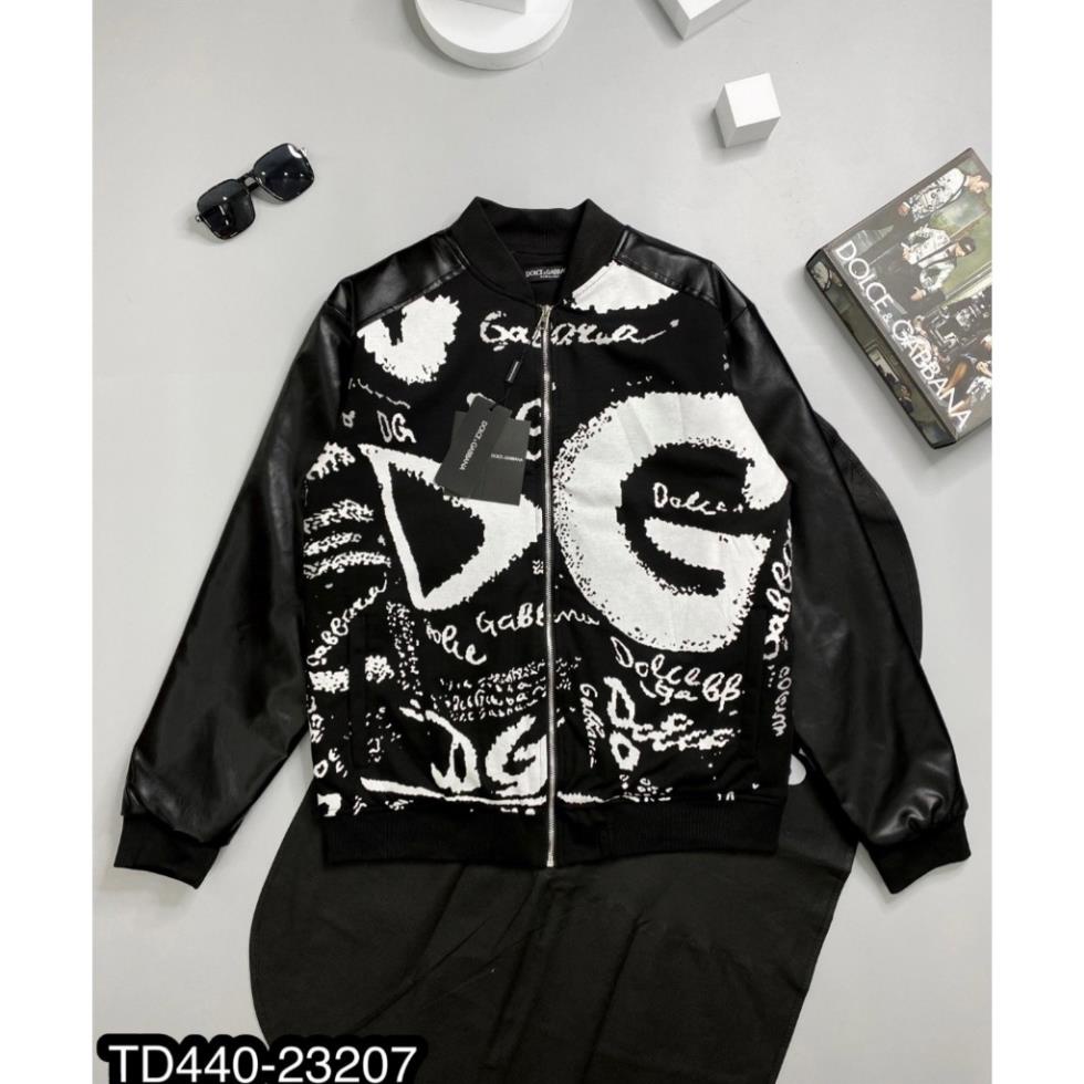 SẮN SHIP - Áo Khoác Nam Phối D.G Chữ To Chữ Nhỏ Tay Da Hàng Hai Lớp Hot Hit