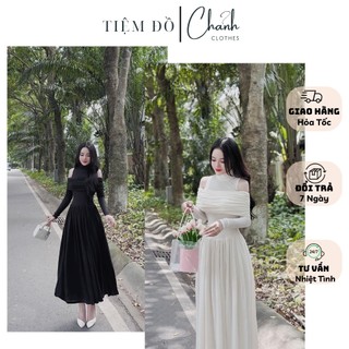 Đầm Maxi Cổ Lọ Trễ Vai Dáng Xòe Sang Chảnh Dạo Phố Dự Tiệc Siêu Xinh