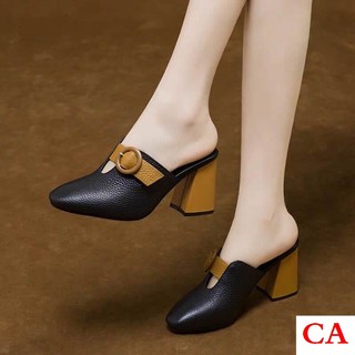 Dép Cao Gót Bít Mũi Đế Dày Phong Cách Anh Quốc Thời Trang Mùa Hè Cho Nữ