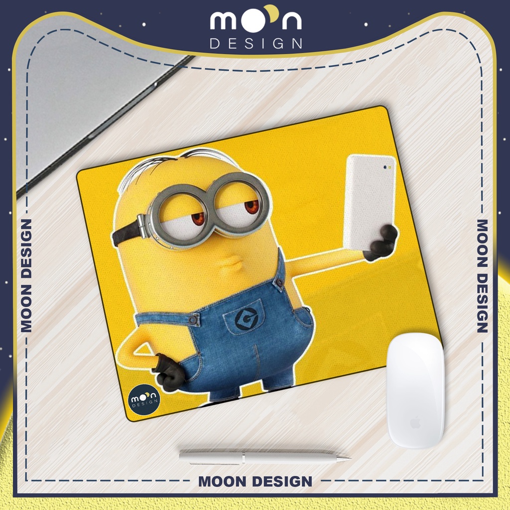 Miếng Lót Chuột Gaming in hình Minion Tự Sướng Wallpaper Pad Decor bàn làm việc size Tròn 25/35/21x26/25x31