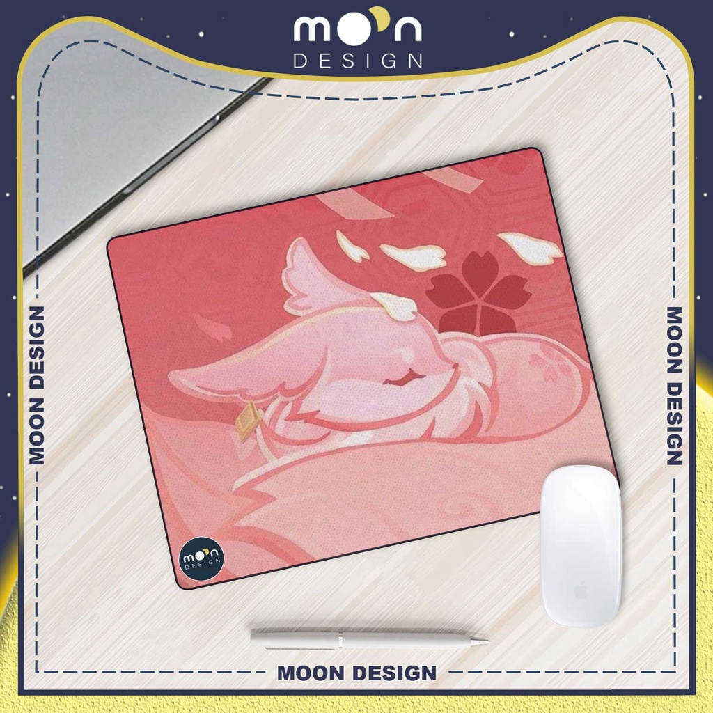 Miếng Lót Chuột Gaming in hình Genshin Impact Yae Miko Cáo Hồng Pad Decor bàn làm việc size Tròn 25/35/21x26/25x31