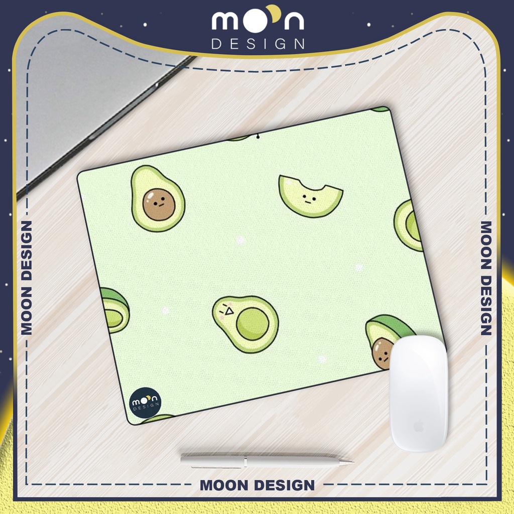 Miếng Lót Chuột Gaming in hình Nửa Quả Bơ Pad Decor bàn làm việc size Tròn 25/35/21x26/25x31
