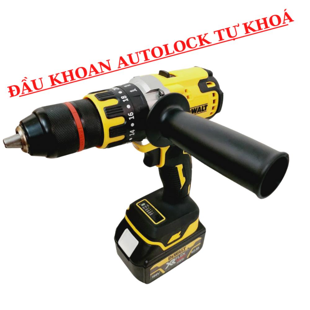 Máy Khoan Pin 3 Chức Năng Dewat 199V không chổi than 125Nm - đầu kẹp 13mm - Khoan pin 3 chức năng có búa