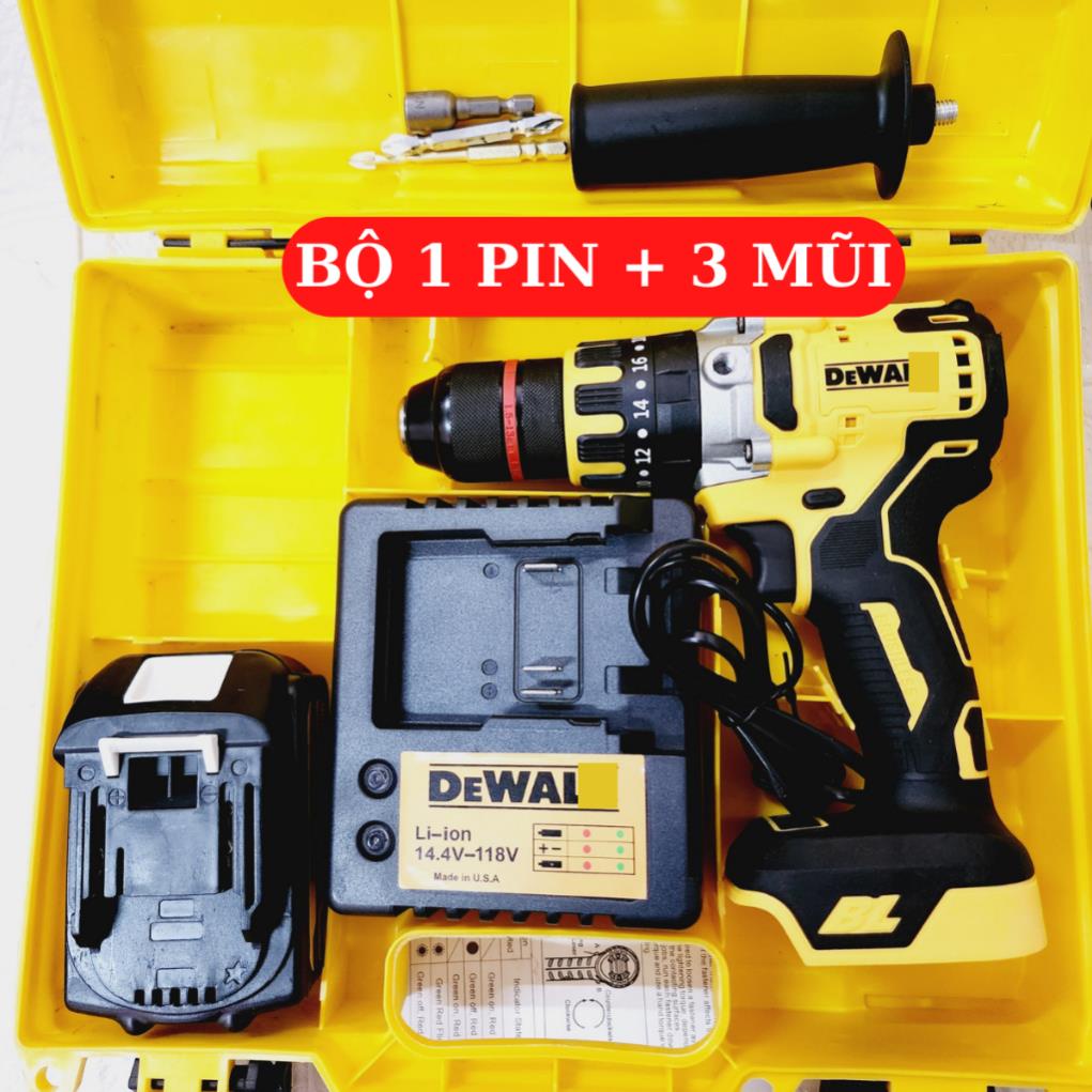 Máy Khoan Pin 3 Chức Năng Dewat 199V không chổi than 125Nm - đầu kẹp 13mm - Khoan pin 3 chức năng có búa