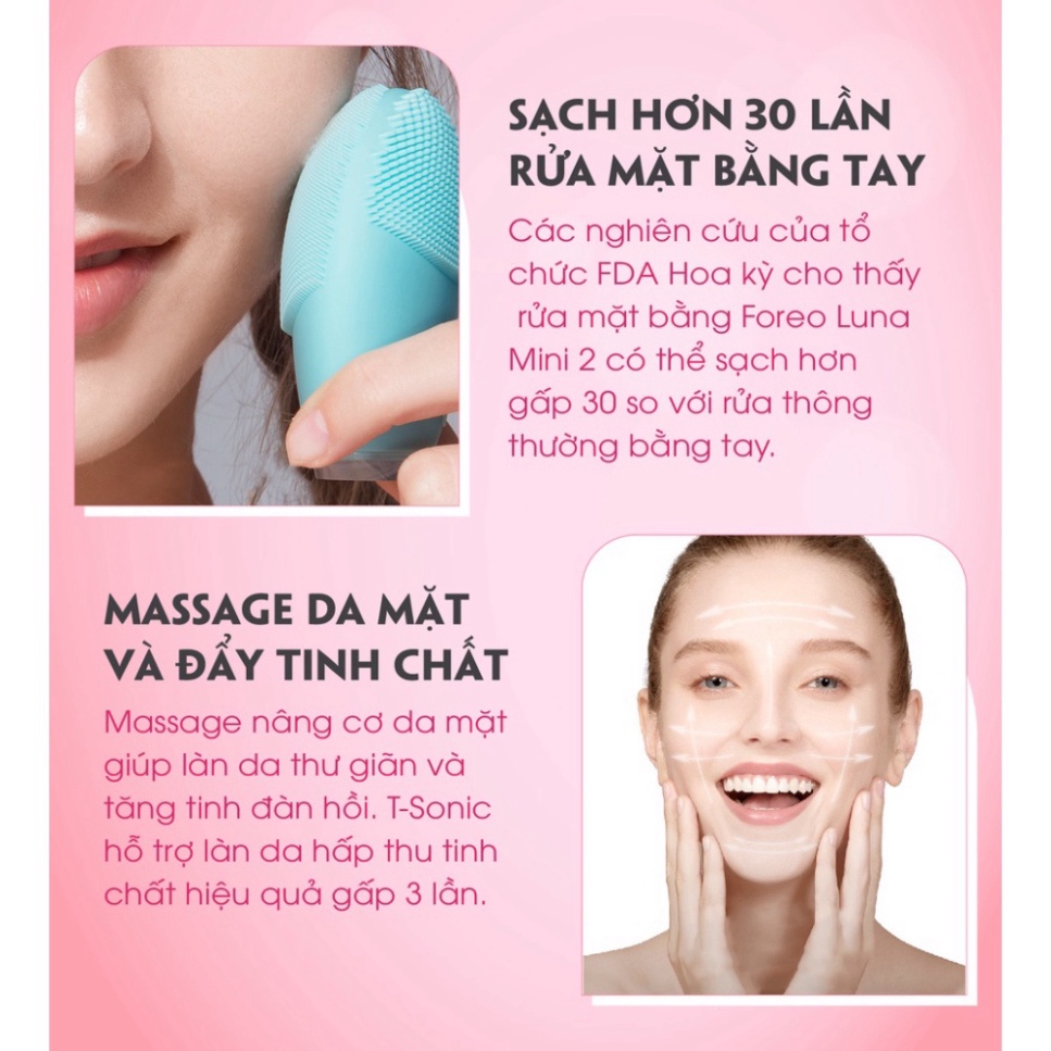Máy Rửa Mặt Công Nghệ Sóng Âm Máy Rửa Mặt FOREVER Mini Làm Sạch Bụi Bẩn Chất Nhờn Massger Mặt Cho Da Mịn Màng sảng khoái