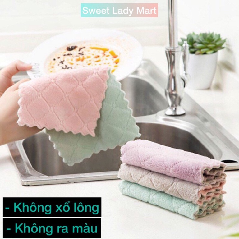 Khăn Lau Bếp 2 Mặt Đa Năng Dày Dặn Siêu Thấm - Lau Bát Đĩa, Bàn Ghế ly chén tiện lợi