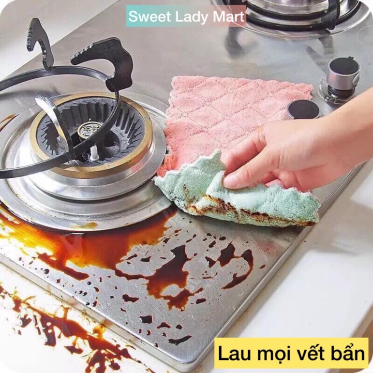 Khăn Lau Bếp 2 Mặt Đa Năng Dày Dặn Siêu Thấm - Lau Bát Đĩa, Bàn Ghế ly chén tiện lợi
