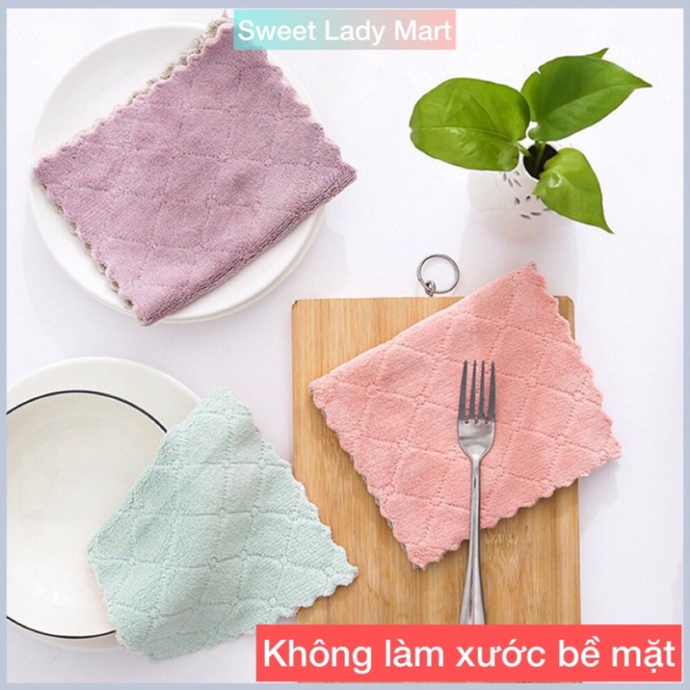 Khăn Lau Bếp 2 Mặt Đa Năng Dày Dặn Siêu Thấm - Lau Bát Đĩa, Bàn Ghế ly chén tiện lợi