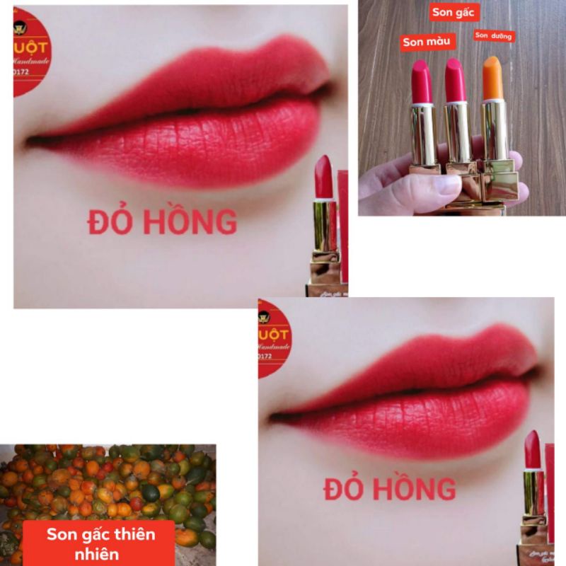 son lì son gấc thiên nhiên và son kem  nhung lì ( mua 2 cây tặng 1  sondưỡng kem có màu nhẹ )