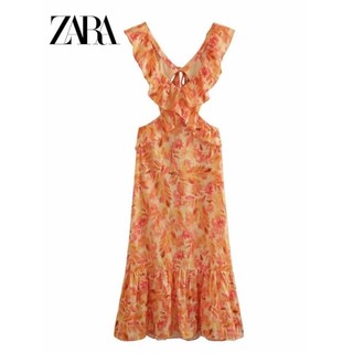 Morocco Zara Đầm Cổ Chữ V Cột Dây viền bèo sexy