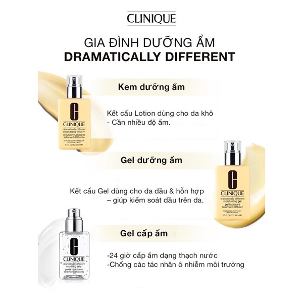 Kem và Gel Dưỡng Ẩm Clinique Dramatically Different Moisturizing Gel Lotion+ Jelly